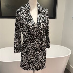 DVF Black & White Floral Wrap Romper